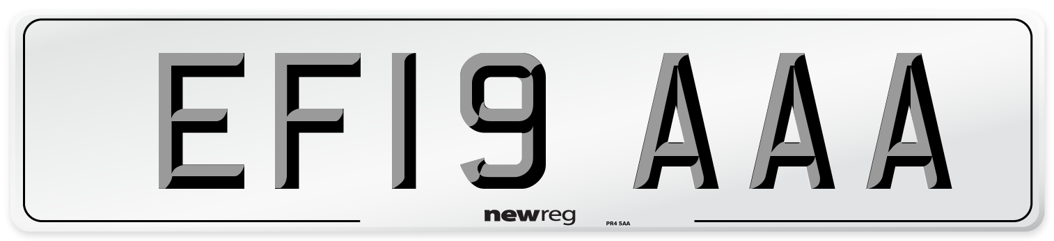 EF19 AAA Number Plate from New Reg